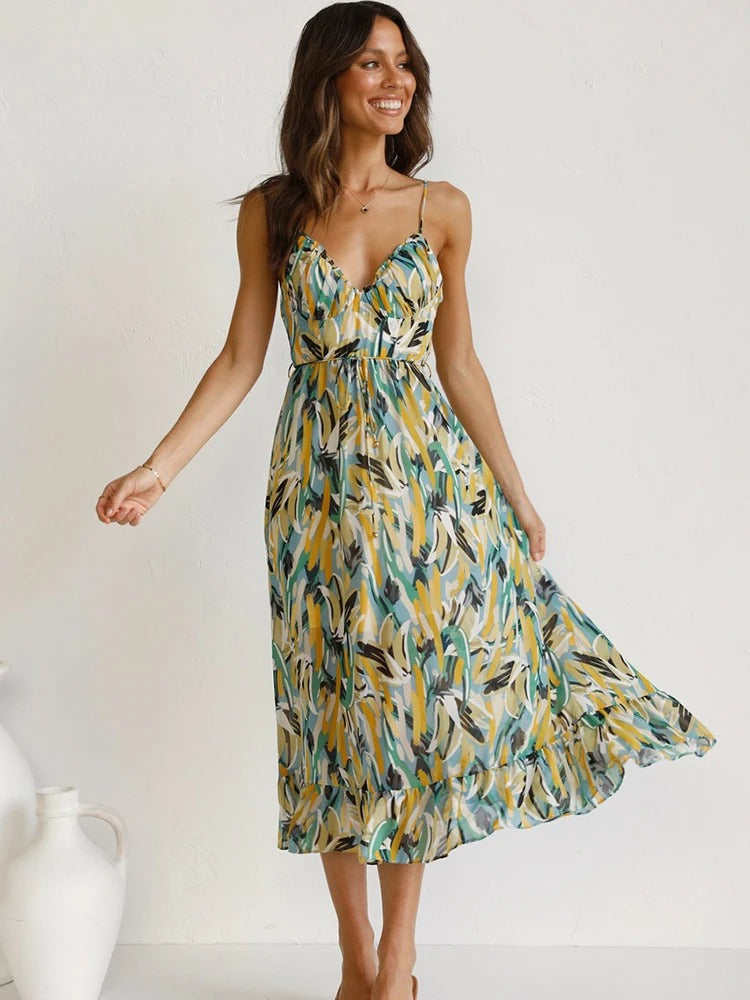 Cadence - Floral Dress with Long Straps