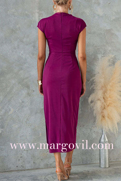 Rubie | Sleeve Side Slit Bodycon Midi Dress