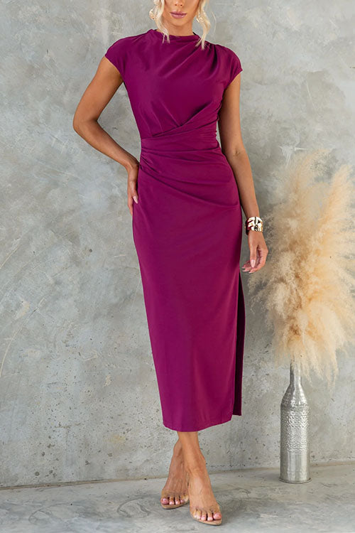 Rubie | Sleeve Side Slit Bodycon Midi Dress