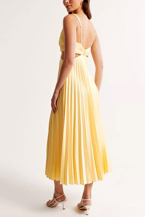 Clara | Cut Out Waist Sleeveless Pleated Maxi Dress