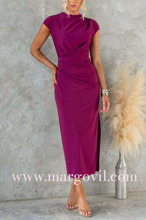 Rubie | Sleeve Side Slit Bodycon Midi Dress