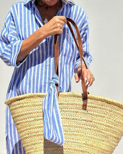 Amira | Classic Striped Lace Shirt Dress