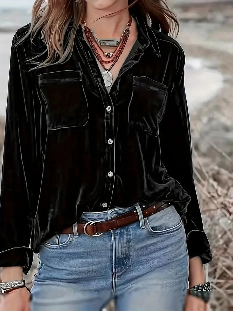 Maelis – Long Sleeve Shirt With Front Pockets