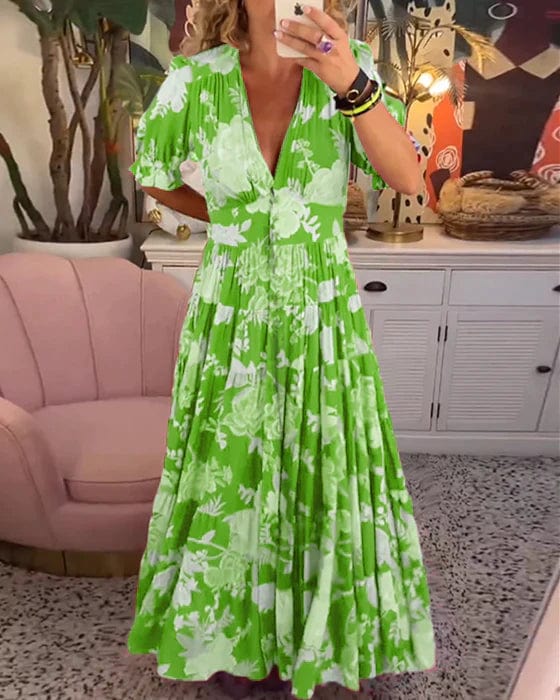 Sharon | V-neck Floral Dress