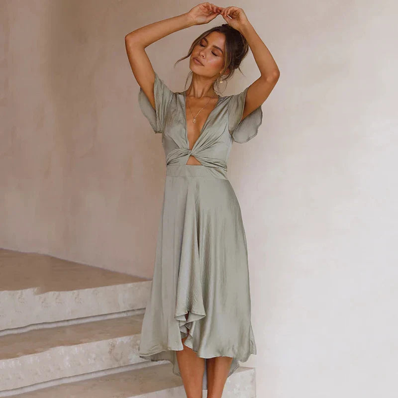 Callie | Dreamy Coral Midi Dress