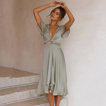 Callie | Dreamy Coral Midi Dress