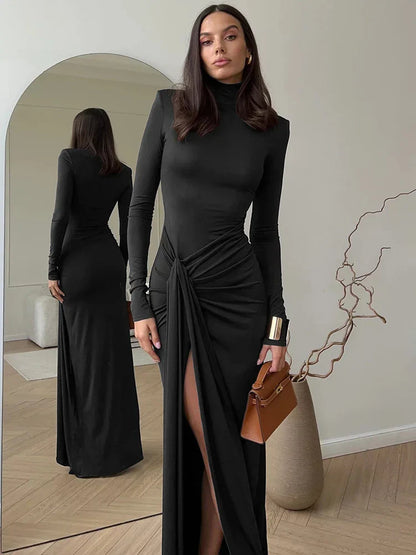 Bethany – Sexy, Form-Fitting Turtleneck Dress with High Slit