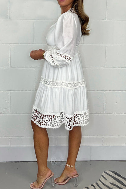 Lily | V-Neck Lace Cotton Dress
