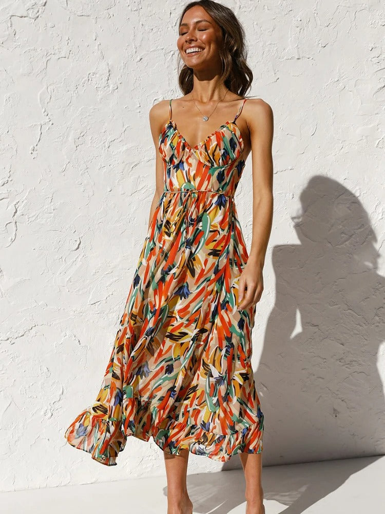 Cadence - Floral Dress with Long Straps