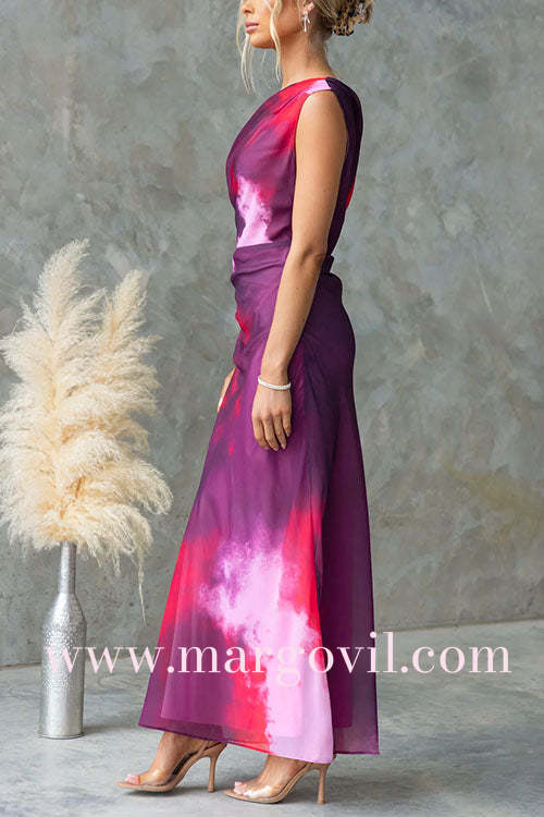 Eloina | One Shoulder Ruched Waist Tie Dye Maxi Dress