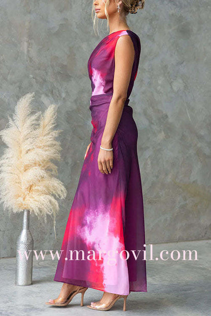 Eloina | One Shoulder Ruched Waist Tie Dye Maxi Dress